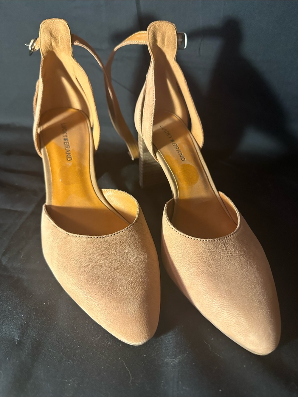 Lucky Brand Women’s Pointed-Toe Slingback Heels in Tan Suede